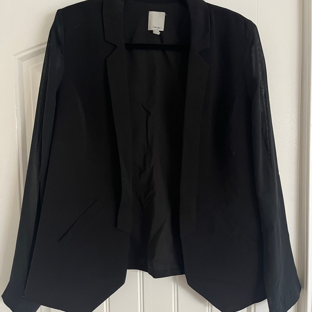 Black Blazer with see-through mesh sleeves